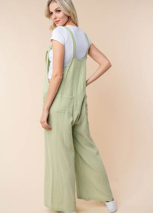 White Birch Texture Sleeveless Wide Leg Jumpsuit - MimiStylez