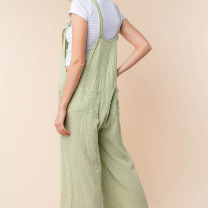 White Birch Texture Sleeveless Wide Leg Jumpsuit - MimiStylez