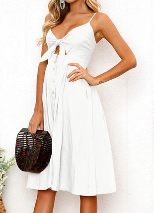 Cutout Smocked Sweetheart Neck Cami Dress - MimiStylez