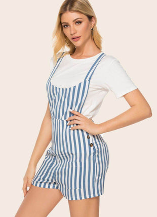 Striped Scoop Neck Romper - MimiStylez