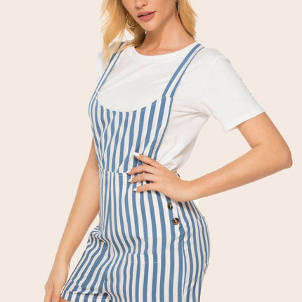 Striped Scoop Neck Romper - MimiStylez