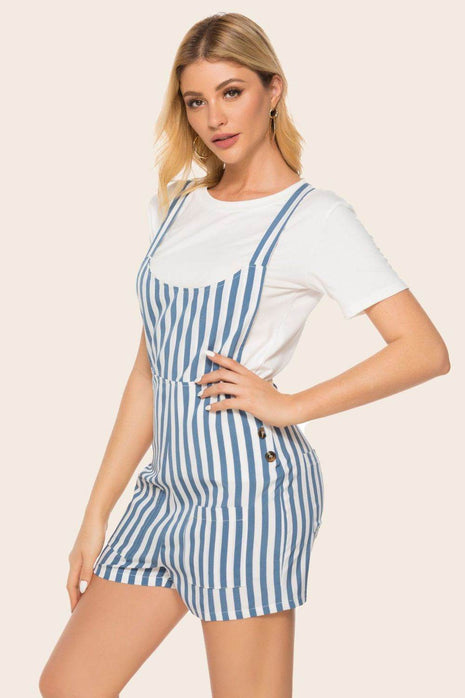 Striped Scoop Neck Romper - MimiStylez