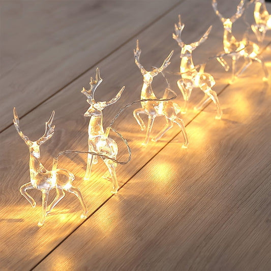 1pc Christmas Reindeer String Lights - Battery-Powered, Indoor/Outdoor Decorative Lights for Christmas Tree, Wedding, Curtain, Garland, Garden, Party, Room, and Bedroom Decoration