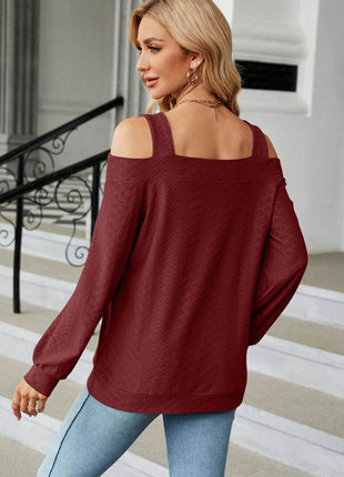 Cold Shoulder Square Neck Cutout Blouse - MimiStylez
