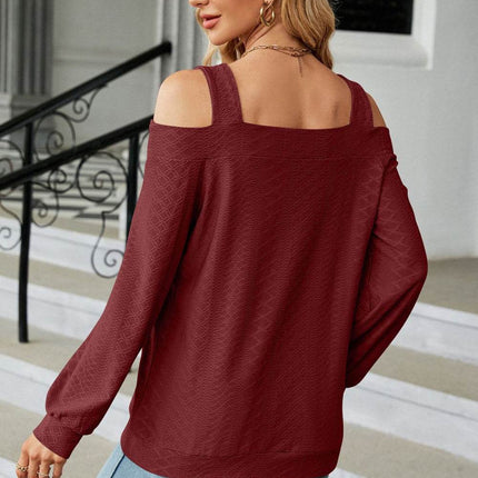Cold Shoulder Square Neck Cutout Blouse - MimiStylez