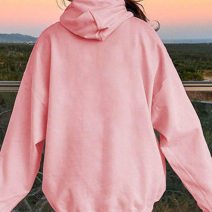 Drawstring Dropped Shoulder Hoodie - MimiStylez