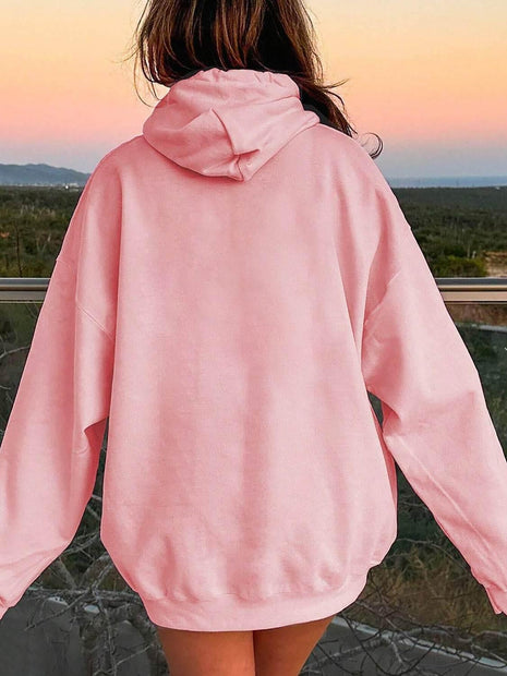 Drawstring Dropped Shoulder Hoodie - MimiStylez