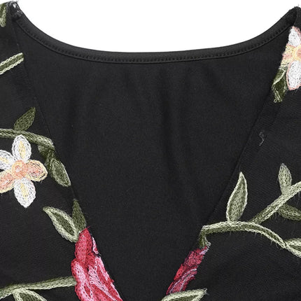 Floral Mesh Sleeve V - Neck Top - MimiStylez