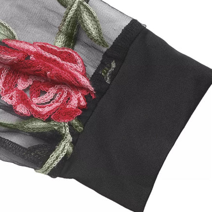 Floral Mesh Sleeve V - Neck Top - MimiStylez