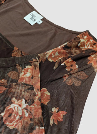 Floral Square Neck Top and Skirt Set - MimiStylez