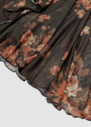 Floral Square Neck Top and Skirt Set - MimiStylez