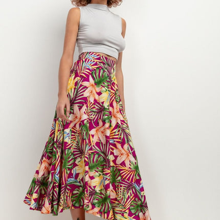 Flowy Patterned Viscose Maxi Skirt - MimiStylez