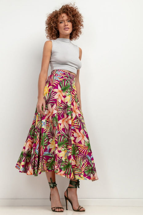 Flowy Patterned Viscose Maxi Skirt - MimiStylez