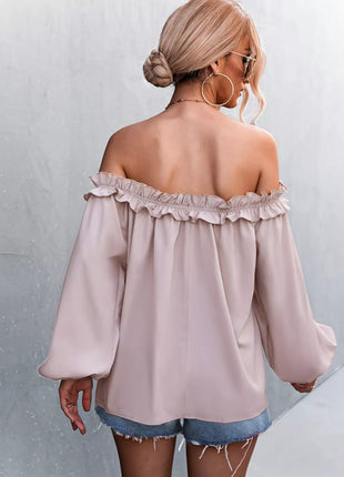 Frill Off - Shoulder Long Sleeve Blouse - MimiStylez