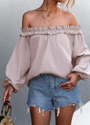 Frill Off - Shoulder Long Sleeve Blouse - MimiStylez