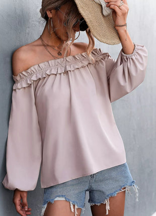 Frill Off - Shoulder Long Sleeve Blouse - MimiStylez