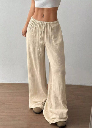 Full Size Drawstring Wide Leg Pants Plus Size - MimiStylez