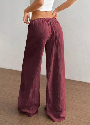 Full Size Drawstring Wide Leg Pants Plus Size - MimiStylez