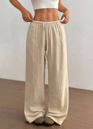 Full Size Drawstring Wide Leg Pants Plus Size - MimiStylez