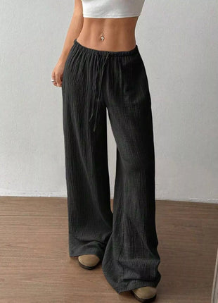Full Size Drawstring Wide Leg Pants Plus Size - MimiStylez