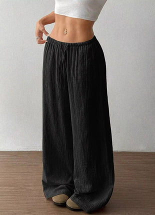 Full Size Drawstring Wide Leg Pants Plus Size - MimiStylez