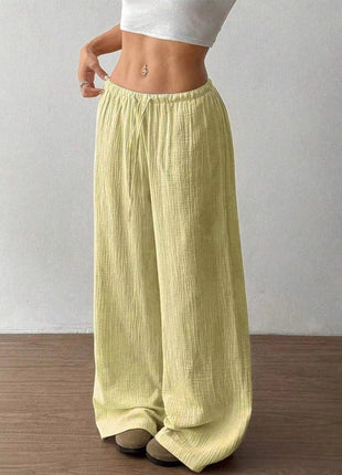 Full Size Drawstring Wide Leg Pants Plus Size - MimiStylez