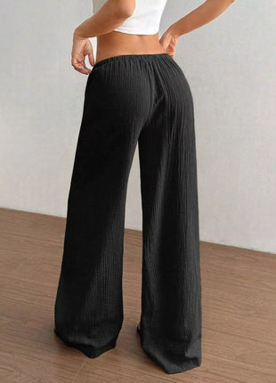 Full Size Drawstring Wide Leg Pants Plus Size - MimiStylez