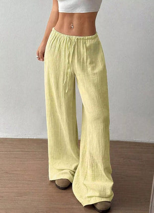Full Size Drawstring Wide Leg Pants Plus Size - MimiStylez