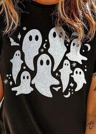 Full Size Ghost Round Neck Short Sleeve T-Shirt - MimiStylez