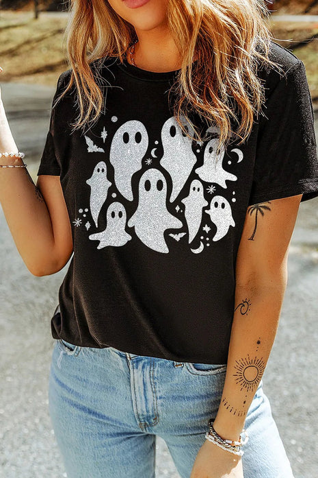 Full Size Ghost Round Neck Short Sleeve T-Shirt - MimiStylez