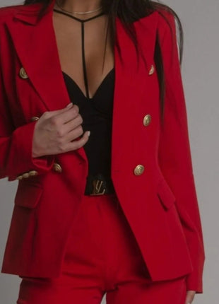 Full Size Lapel Collar Long Sleeve Blazer and Pants Set Plus Size - MimiStylez