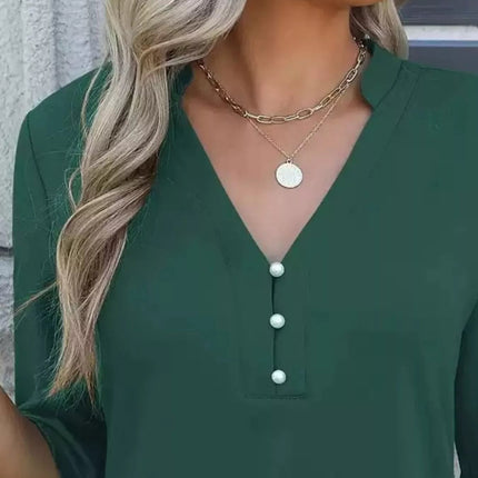 Full Size Notched Flounce Sleeve Blouse Plus Size - MimiStylez