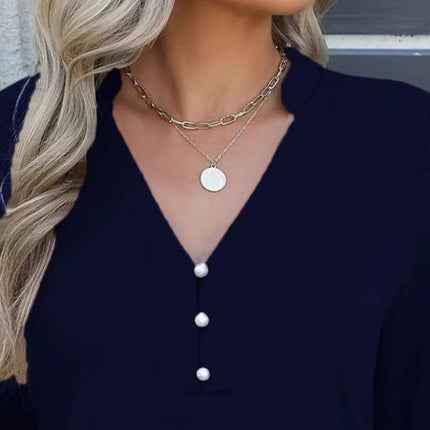Full Size Notched Flounce Sleeve Blouse Plus Size - MimiStylez