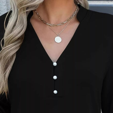 Full Size Notched Flounce Sleeve Blouse Plus Size - MimiStylez