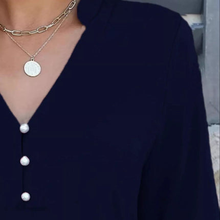 Full Size Notched Flounce Sleeve Blouse Plus Size - MimiStylez