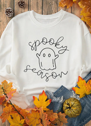 Ghost Graphic Long Sleeve Dropped Shoulder Sweatshirt - MimiStylez
