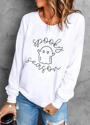 Ghost Graphic Long Sleeve Dropped Shoulder Sweatshirt - MimiStylez