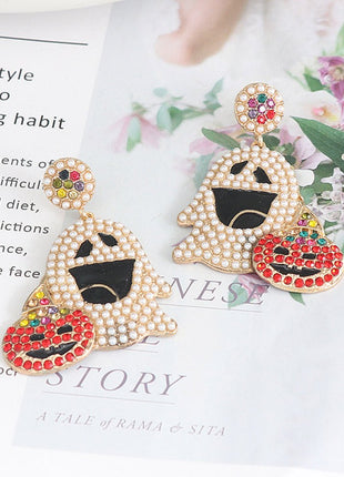 Ghost Rhinestone Alloy Earrings - MimiStylez
