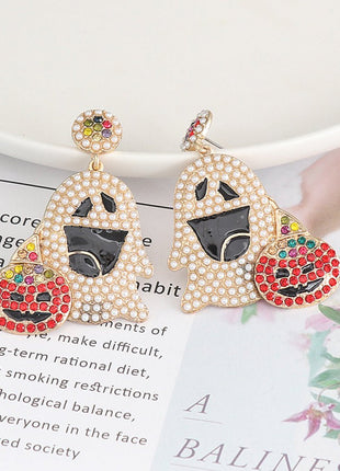 Ghost Rhinestone Alloy Earrings - MimiStylez