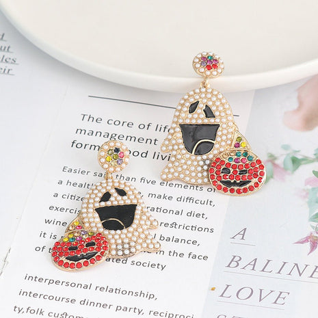 Ghost Rhinestone Alloy Earrings - MimiStylez