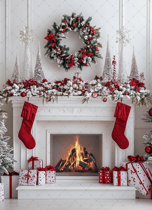 Gold Christmas Background - Glitter Xmas Tree Wreath Wooden Backdrop - MimiStylez