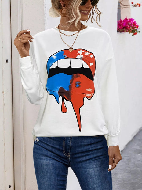 Graphic Round Neck Dropped Shoulder T-Shirt - MimiStylez