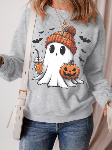 Halloween Ghost Round Neck Sweatshirt - MimiStylez
