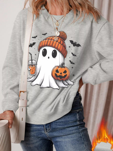 Halloween Ghost Round Neck Sweatshirt - MimiStylez