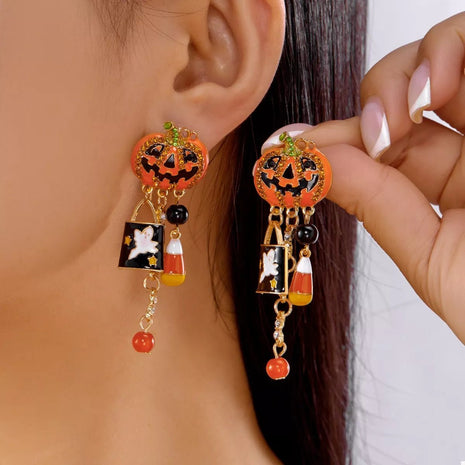 Halloween Pumpkin Drop Earrings - MimiStylez