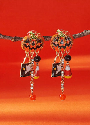 Halloween Pumpkin Drop Earrings - MimiStylez