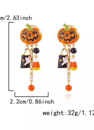 Halloween Pumpkin Drop Earrings - MimiStylez