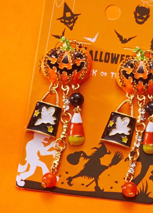 Halloween Pumpkin Drop Earrings - MimiStylez