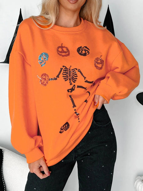Halloween Skeleton Pumpkin Sweatshirt - MimiStylez