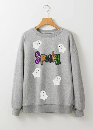 Halloween Spooky Ghost Sequin Sweatshirt - MimiStylez